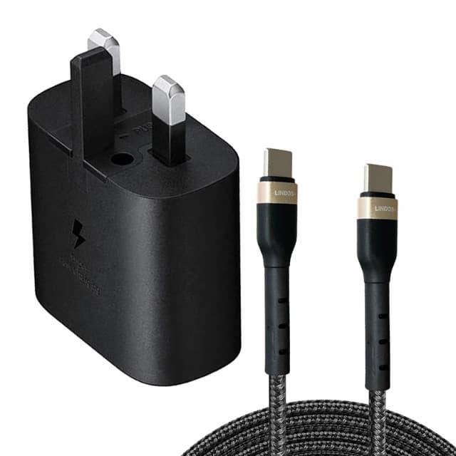 شارژر دیواری 25 وات لیندوس مدل Galaxy A72 به همراه کابل تبدیل USB-C