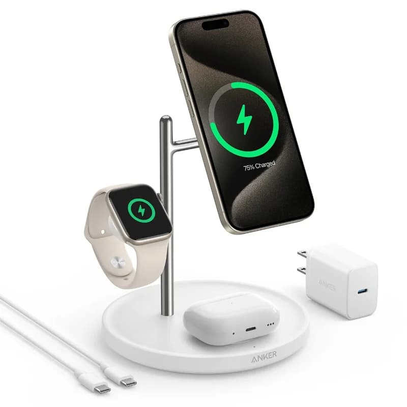 شارژر بی سیم 15 وات انکر مدل A25M3 به همراه کابل USB-C و آداپتور — تصویر ۷