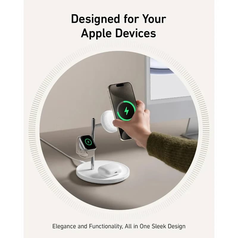 شارژر بی سیم 15 وات انکر مدل A25M3 به همراه کابل USB-C و آداپتور — تصویر ۱۱