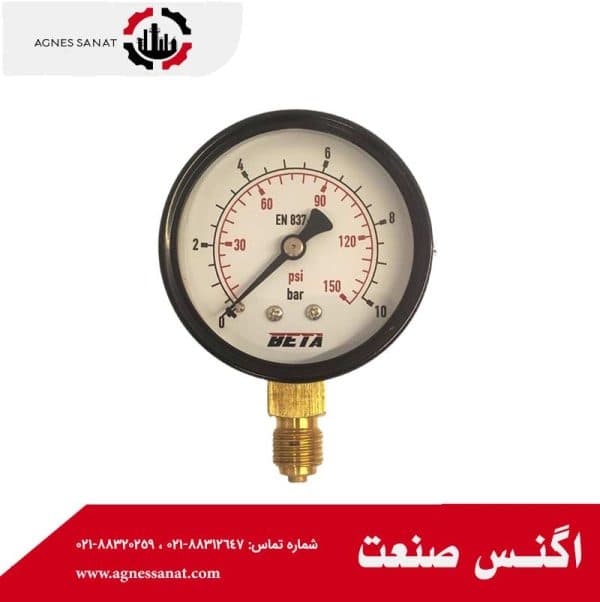گیج فشار خشک بتا 25 بار صفحه 6 سانت عمودی