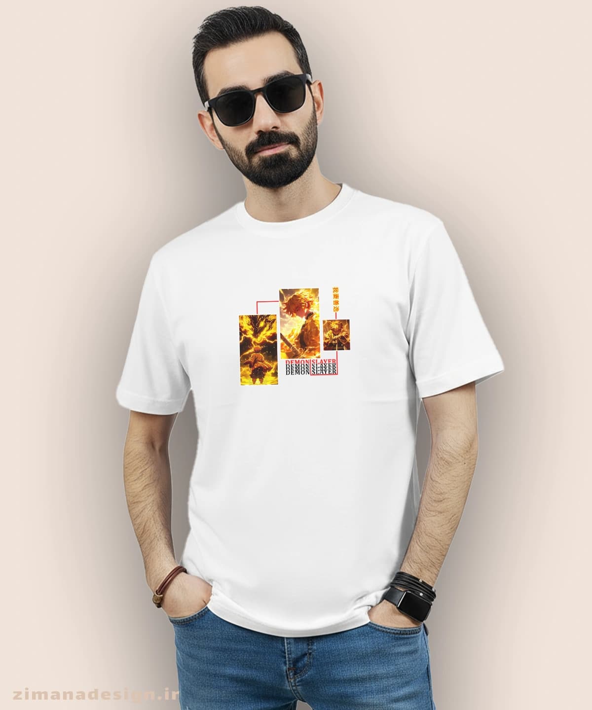 تیشرت مردانه و زنانه طرح شیطان کش شخصیت زنیتسو کد 962 — تصویر ۵