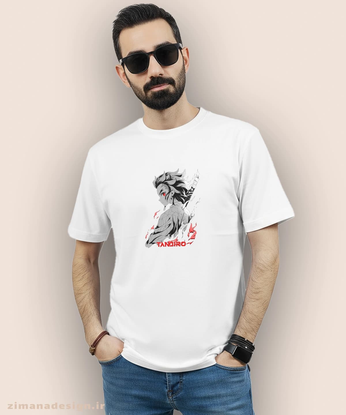 تیشرت مردانه و زنانه طرح شیطان کش شخصیت تانجیرو کد 938 — تصویر ۳