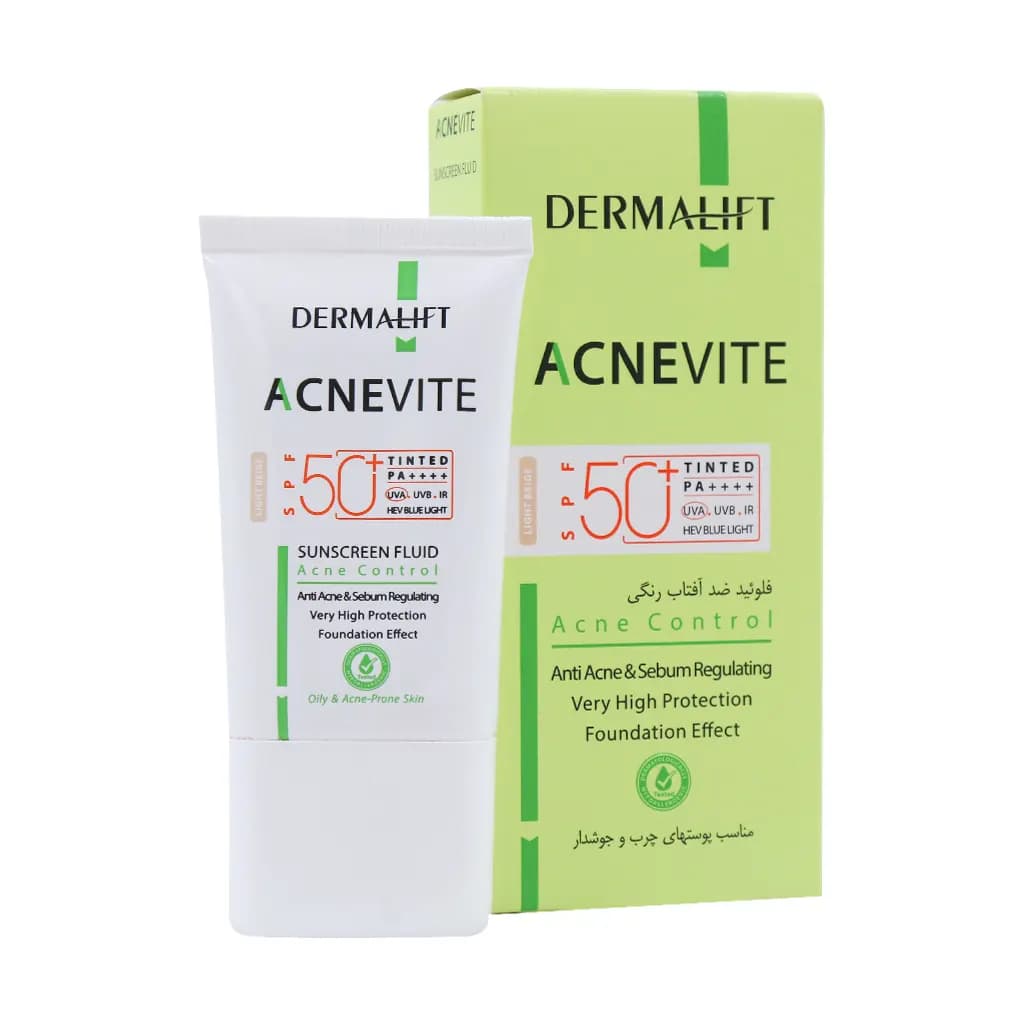 فلوئید ضد آفتاب آکنویت SPF50 درمالیفت مناسب پوست چرب و جوش‌دار 40 میل