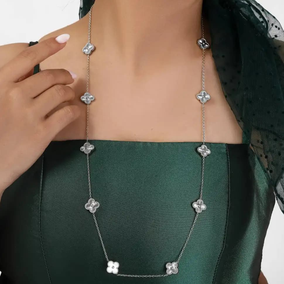 رولباسی و آویز رومانتویی زنانه و دخترانه استیل ونکلیف طلایی و نقره ای رنگ ثابت کد amp