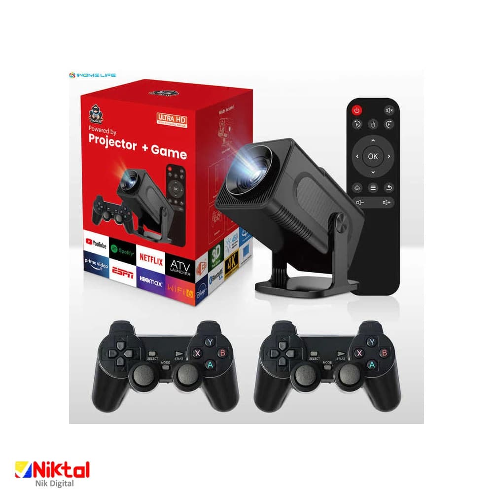 ویدئو پروژکتور گیمینگ IHOMELIFE مدل F600 | کیفیت تصویر HD به همراه دو دسته بازی — تصویر ۵