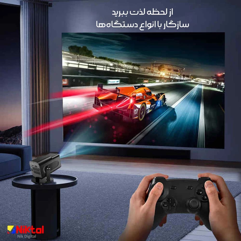 ویدئو پروژکتور گیمینگ IHOMELIFE مدل F600 | کیفیت تصویر HD به همراه دو دسته بازی — تصویر ۷