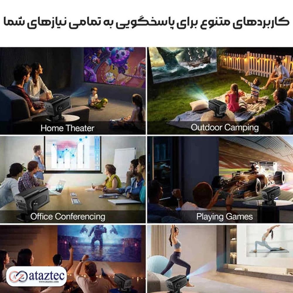 ویدئو پروژکتور گیمینگ IHOMELIFE مدل F600 | کیفیت تصویر HD به همراه دو دسته بازی — تصویر ۳