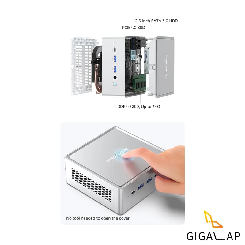مینی کیس MINISFORUM NAB9 مدل i9 12900H 16GB 1TB SSD INTEL IRIS — تصویر ۲