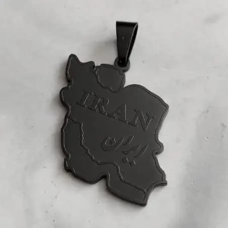 پلاک و آویز گردنبند استیل طرح نقشه ایران ضد حساسیت رنگ ثابت کد amp — تصویر ۲