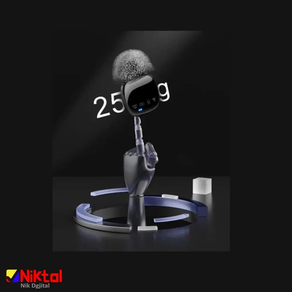 میکروفون یقه‌ای بی سیم مدل R8 | با پورت اتصال آیفون و تایپ سی و حذف نویز- تک و دوتایی — تصویر ۶