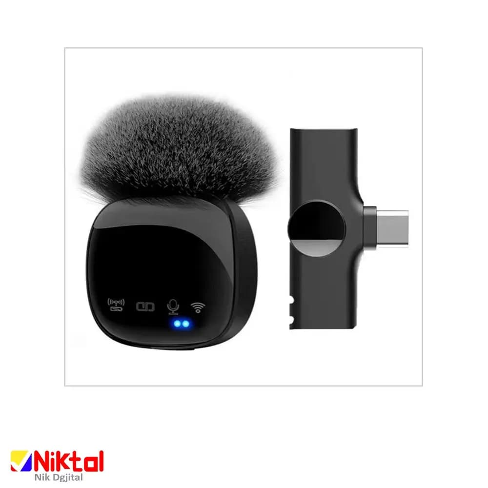 میکروفون یقه‌ای بی سیم مدل R8 | با پورت اتصال آیفون و تایپ سی و حذف نویز- تک و دوتایی — تصویر ۵
