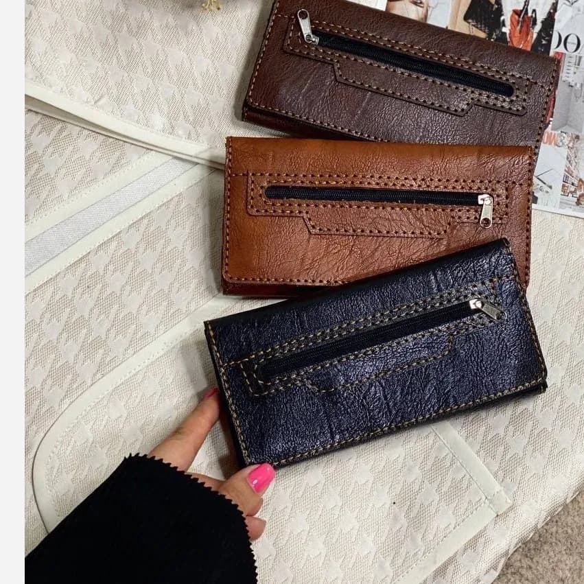 کیف پول و موبایل چرم سه لت مدل عطارد دست دوز با چرم خارجی درجه یک — تصویر ۴
