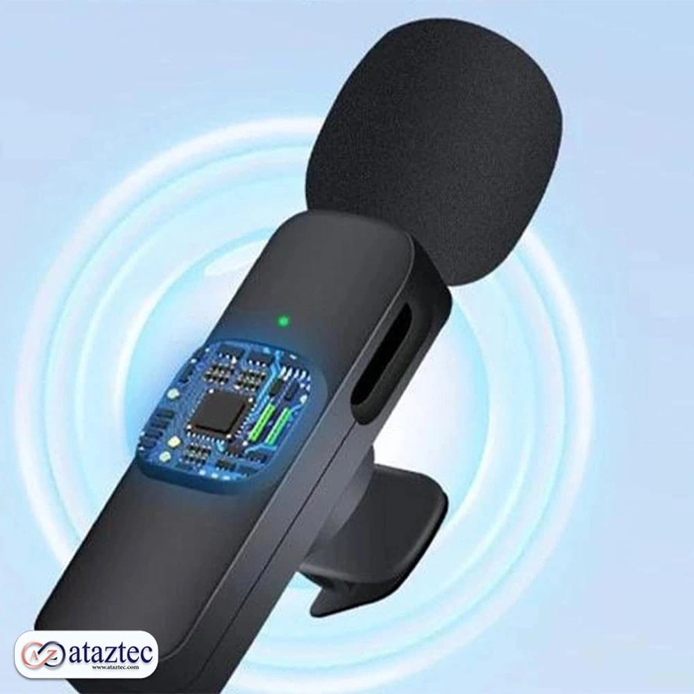 میکروفون بی‌سیم یقه ای دوگانه K9 | اتصال Type-C و لایتینیگ ، با برد 20 متر — تصویر ۵