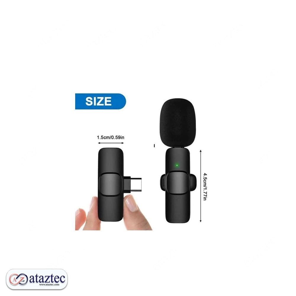 میکروفون بی‌سیم یقه ای دوگانه K9 | اتصال Type-C و لایتینیگ ، با برد 20 متر — تصویر ۷