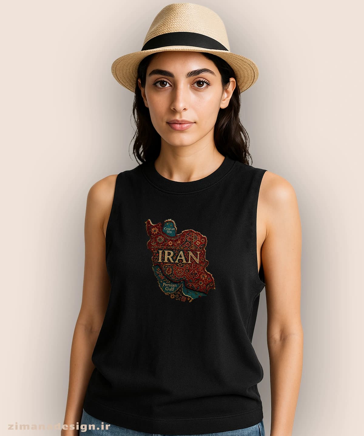 تاپ مردانه و زنانه طرح نقشه ایران تلفیق با هنر فرش ایرانی — تصویر ۵