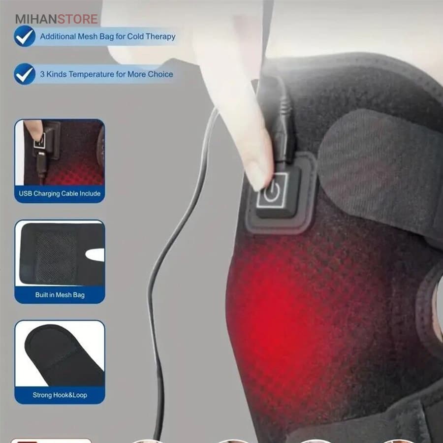 زانوبند حرارتی Knee Heating Pad | پد دمای سه حالته + USB | فروش ویژه قسطی ✅ — تصویر ۵