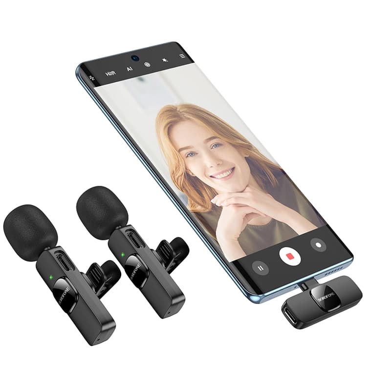 میکروفون بی سیم دوکاره بروفون مدل BFK15 با سری لایتنینگ و تایپ سی — تصویر ۶