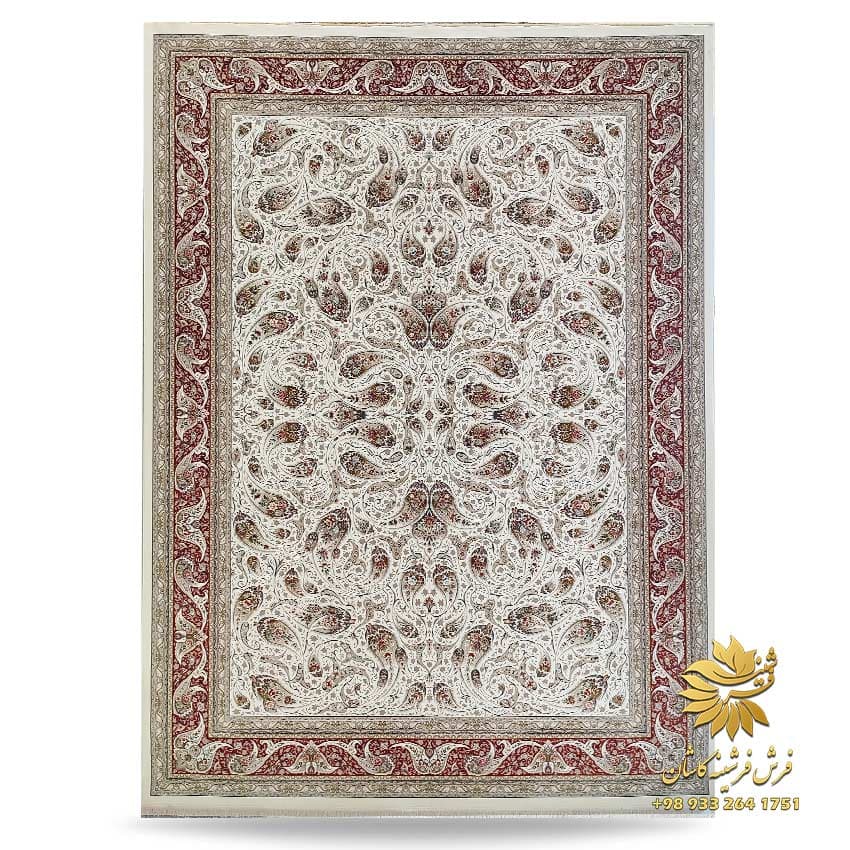 فرش ماهی کرم 1500 شانه حاشیه گلبهی