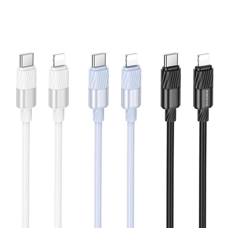 کابل شارژ 27 وات Lightning به USB-C بروفون مدل BX106 طول 1 متر