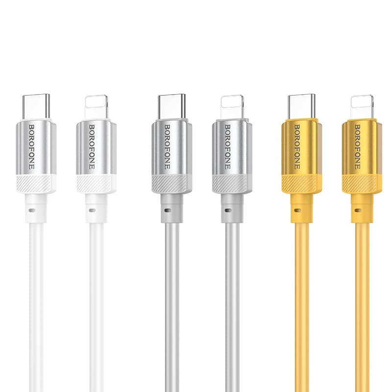 کابل شارژ 27 وات Lightning به USB-C بروفون مدل BX108 طول 1 متر