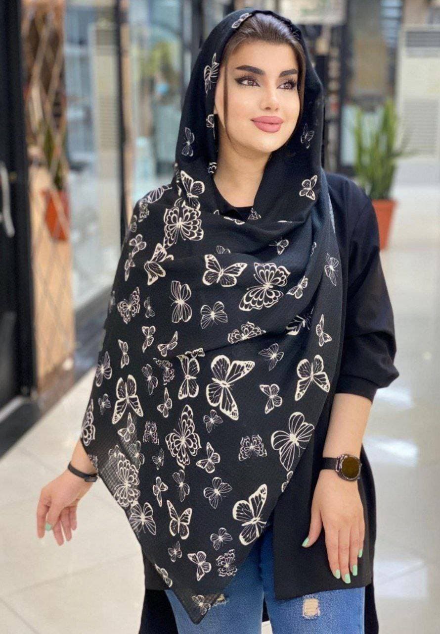 شال بهاران تمام نخ و در 2 طرح جذاب پروانه ای — تصویر ۴