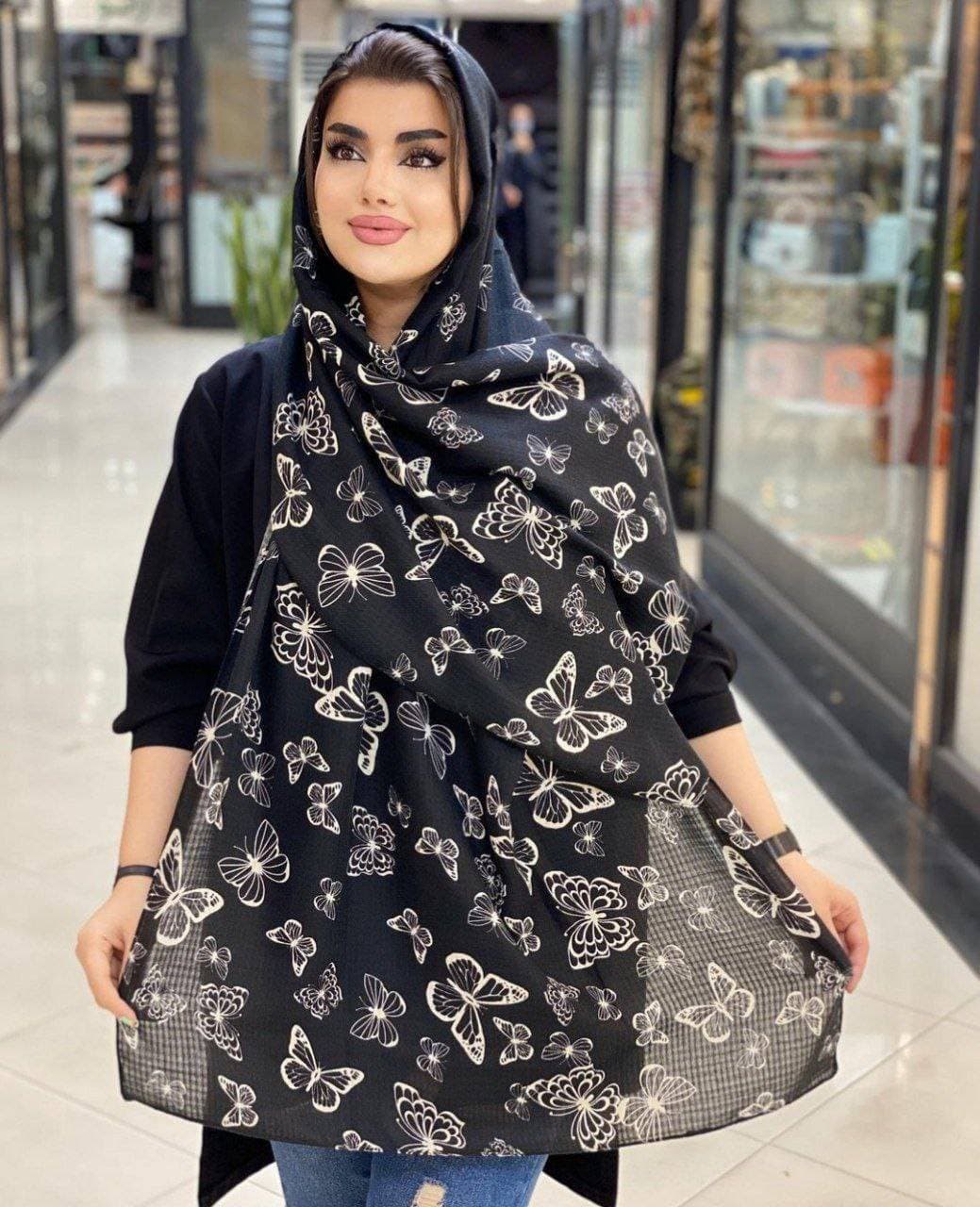 شال بهاران تمام نخ و در 2 طرح جذاب پروانه ای — تصویر ۶