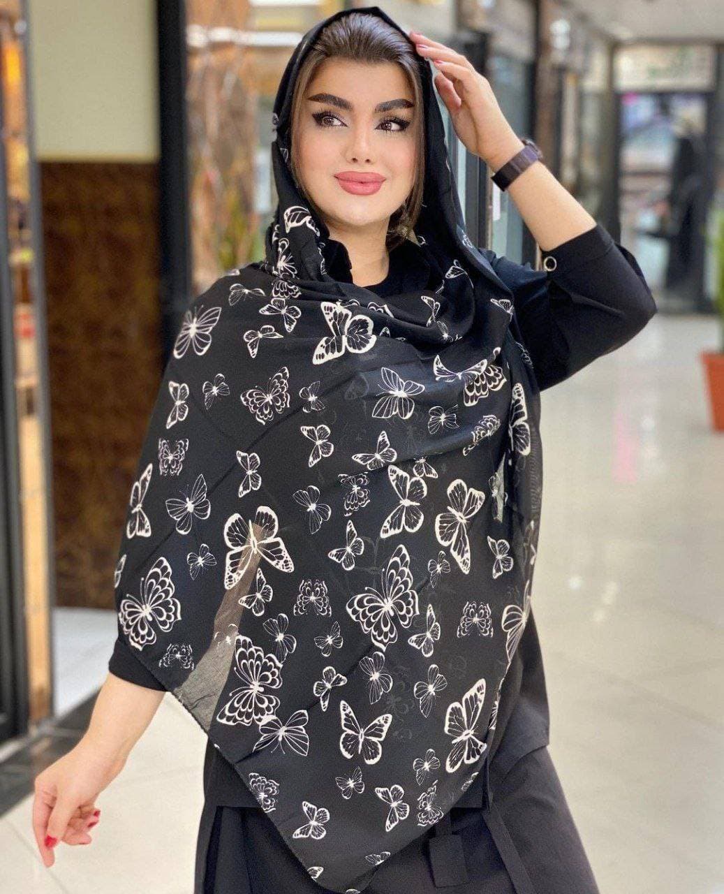 شال بهاران تمام نخ و در 2 طرح جذاب پروانه ای — تصویر ۸