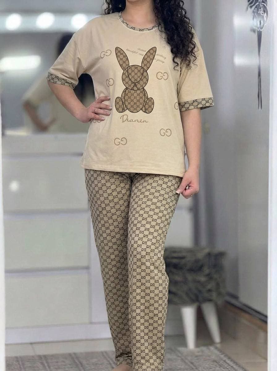 ست تیشرت و شلوار خرگوشی پنبه لاکرا باکیفیت — تصویر ۷