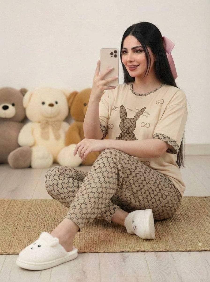 ست تیشرت و شلوار خرگوشی پنبه لاکرا باکیفیت — تصویر ۸