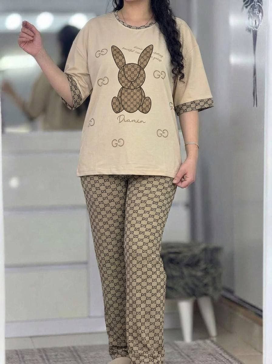 ست تیشرت و شلوار خرگوشی پنبه لاکرا باکیفیت — تصویر ۶