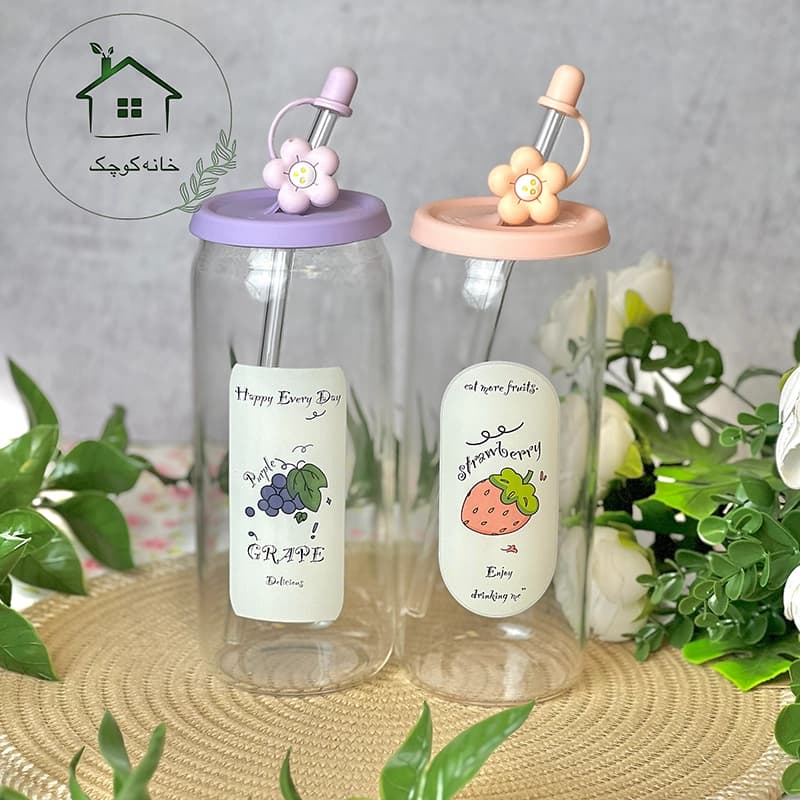لیوان اسموتی پیرکس درب سیلیکونی
