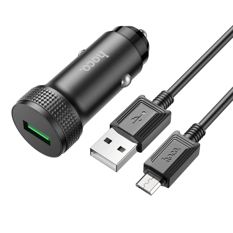 شارژر فندکی 18 وات هوکو مدل Z49A با کابل میکرو — تصویر ۳
