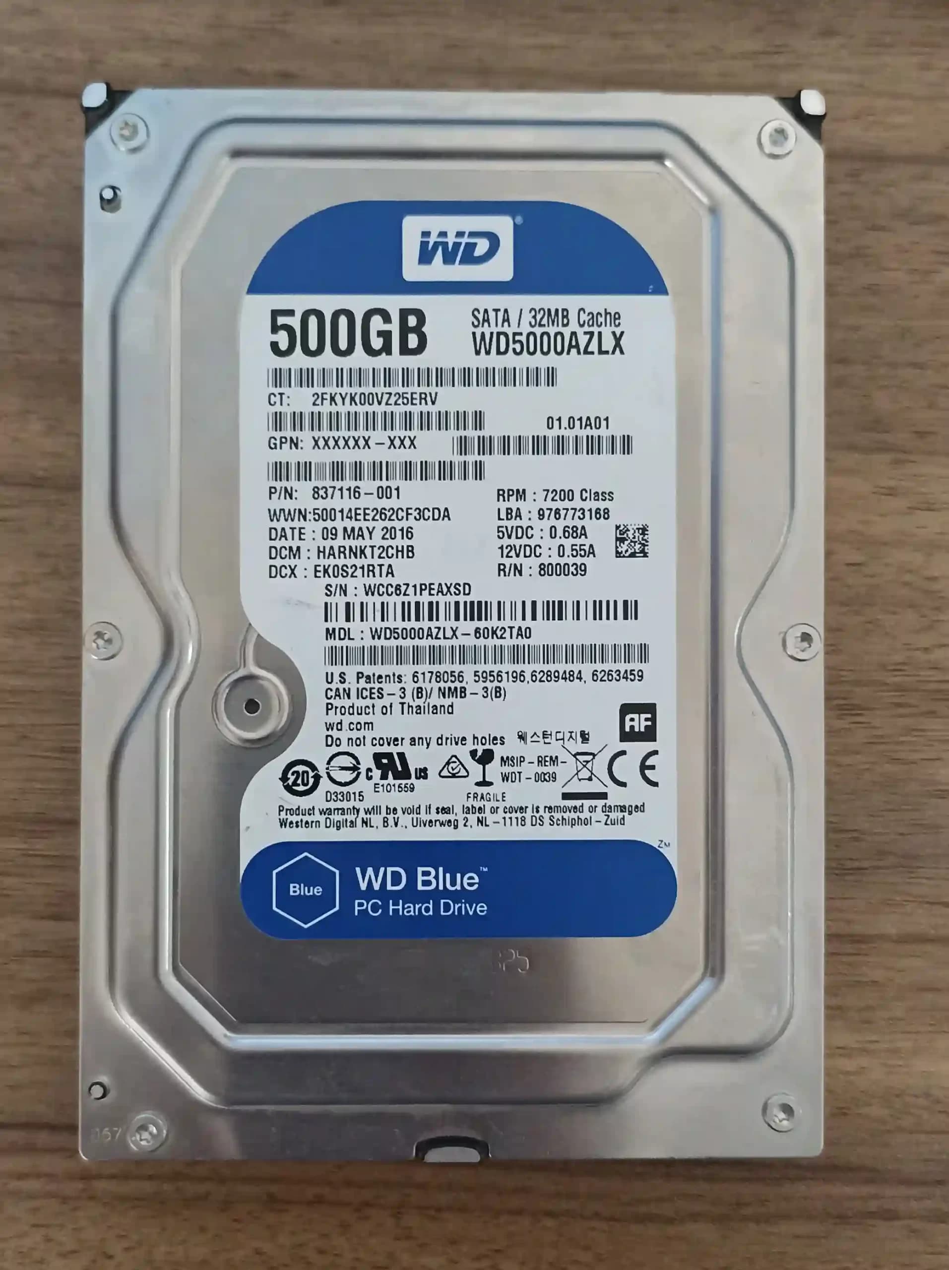 هارد وسترن دیجیتال آبی 500 گیگابایت WD Blue WD5000AZLX 500GB HDD — تصویر ۲