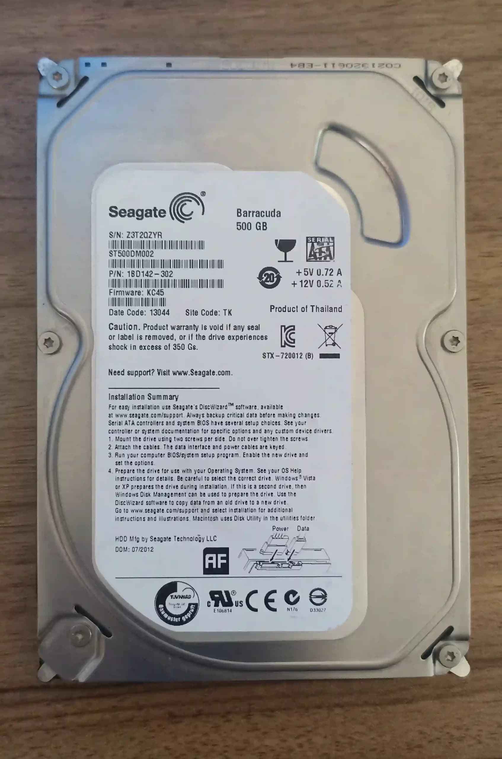 هارد سیگیت 500 گیگابایت Seagate Barracuda ST500DM002 500GB HDD — تصویر ۲
