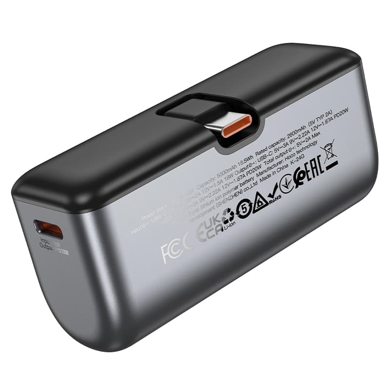 پاوربانک 20 وات فست شارژ هوکو مدل Q31 TYPE-C ظرفیت 5000 میلی‌آمپر‌ساعت — تصویر ۶