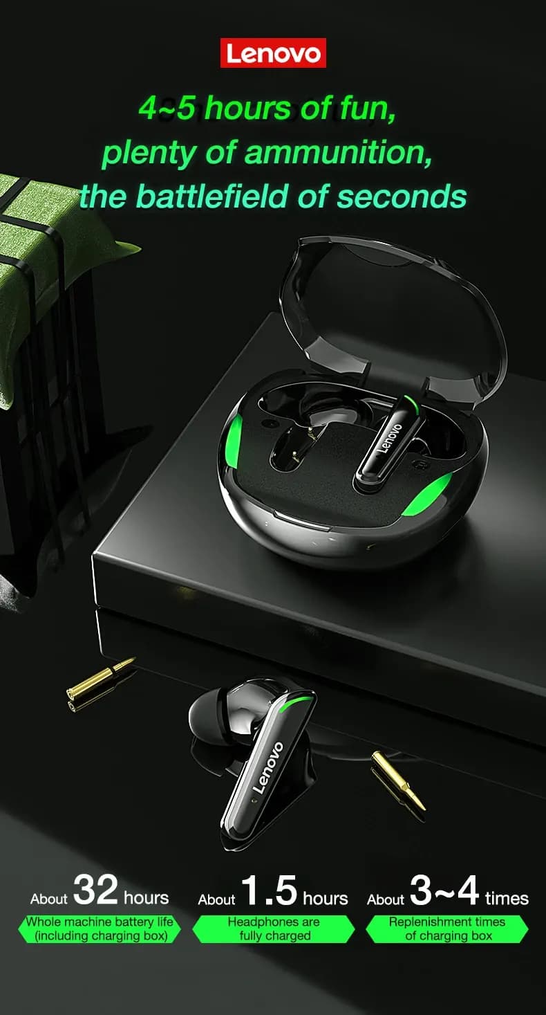 ایرباد بلوتوث لنوو Lenovo XT92 Gaming Earbuds — تصویر ۶