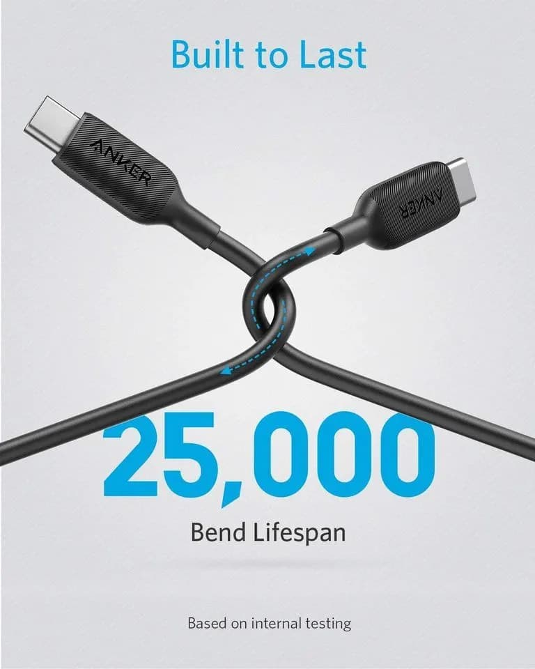 کابل USB-C به USB-C انکر 0.9 متر مدل Anker Powerline III 0.9m USB-C to USB-C 60W Cable (A8852) — تصویر ۴