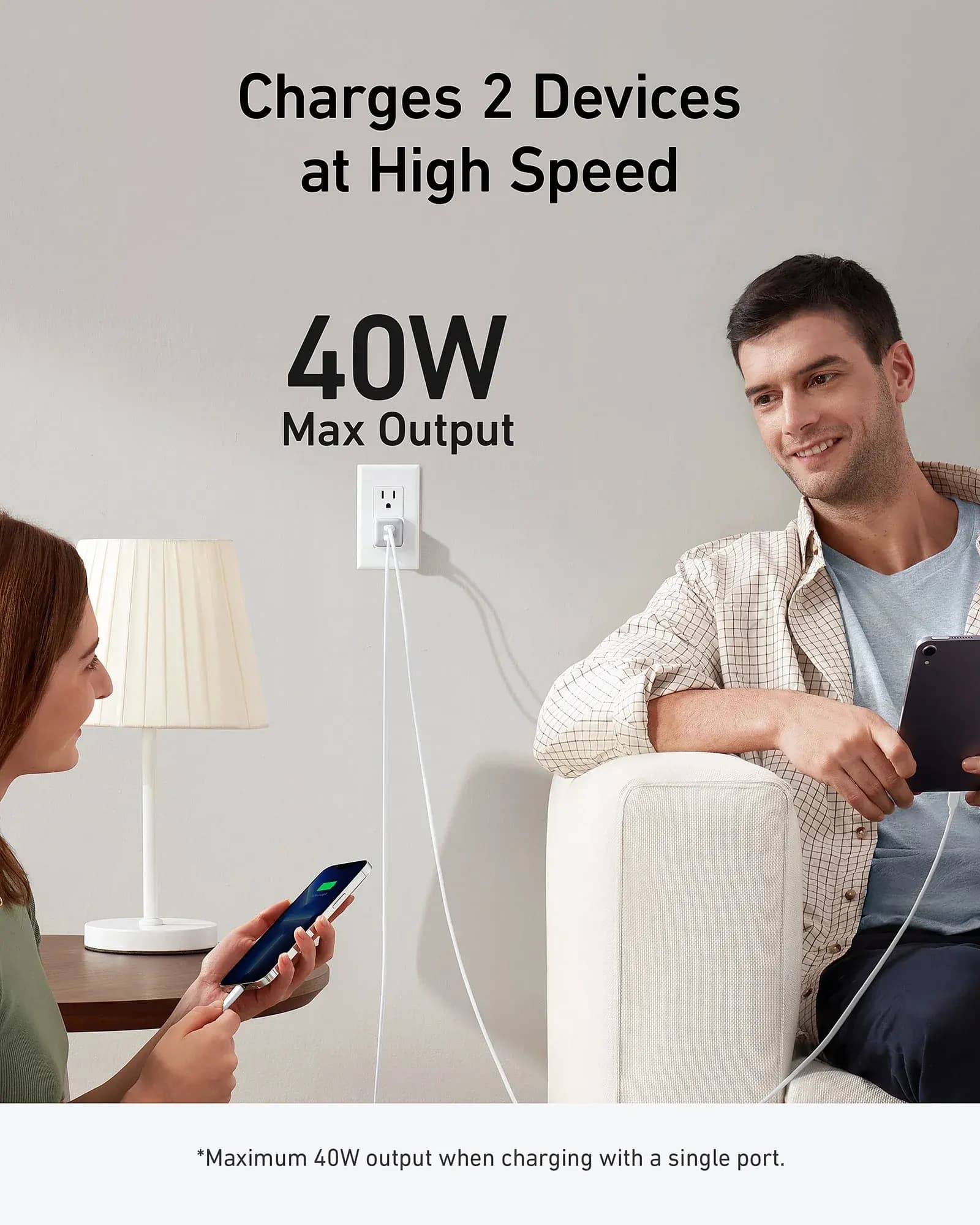 شارژر دیواری 40 واتی تایپ سی انکر Anker 521 Charger 40W (A2038) — تصویر ۳
