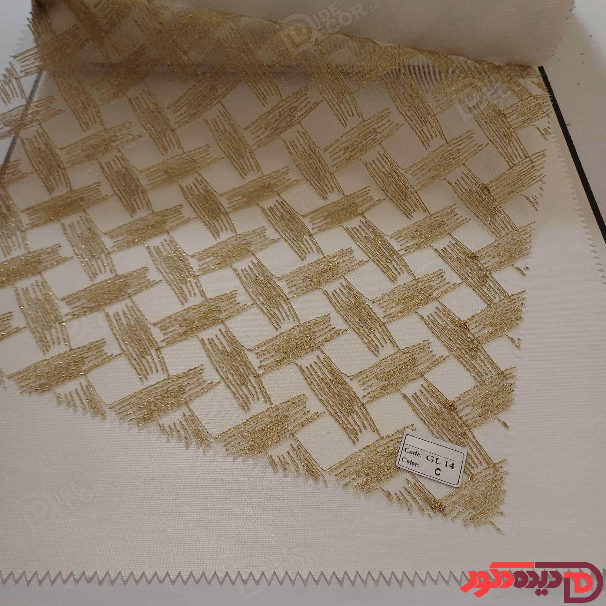 پرده شب و روز گل‌دوزی برجسته طلایی تیره کد GL14C — تصویر ۲