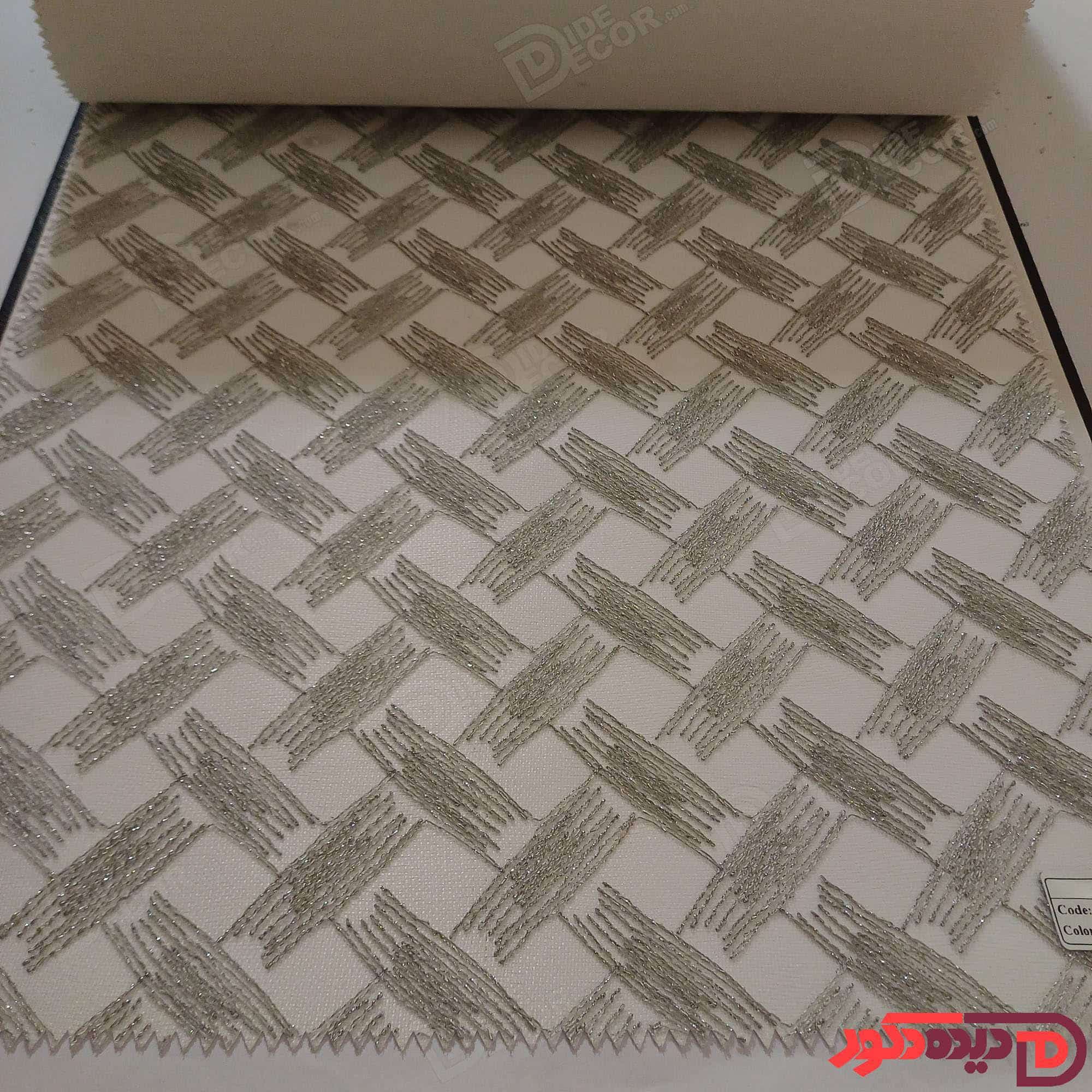 پرده شب و روز گل‌دوزی برجسته طوسی کد GL14B