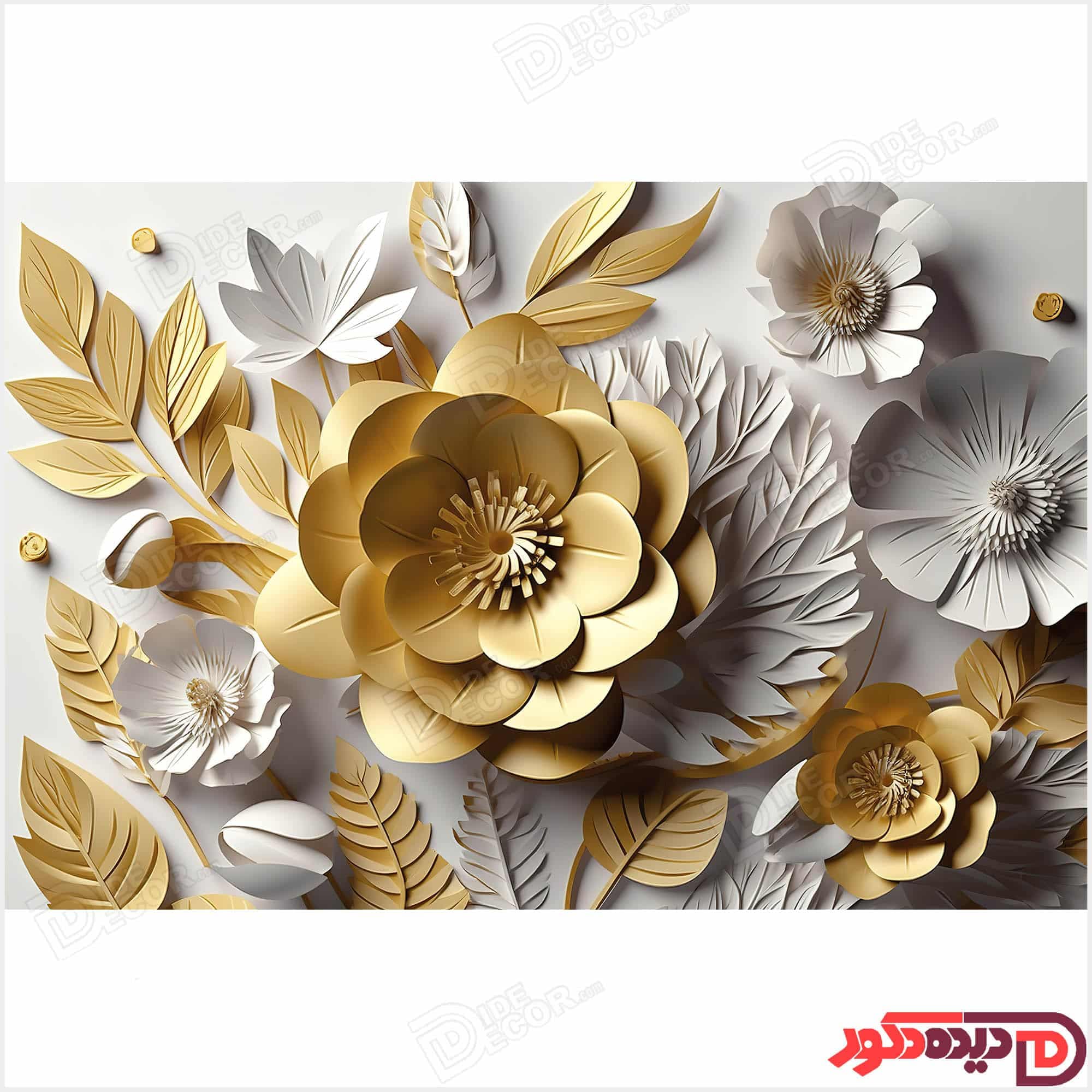 پرده زبرا دومکانیزم تصویری چاپی گل طلایی کد AZD-21 — تصویر ۷
