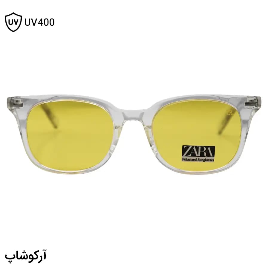 عینک دید در شب ZARA با فریم شفاف و بیرنگ، شکل مربعی، دسته سیمدار و لنز زرد رنگ مدل P9001 — تصویر ۳