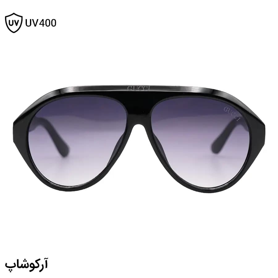 عینک آفتابی ترند گوچی با فریم شکل خلبانی، رنگ مشکی و لنز دودی سایه روشن مدل ZN3607 — تصویر ۳