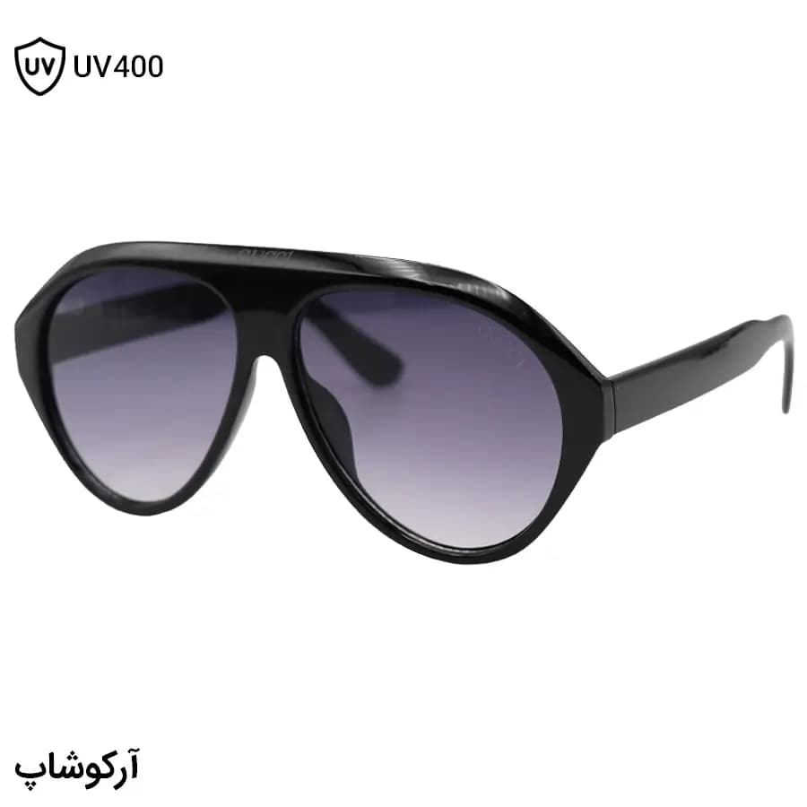 عینک آفتابی ترند گوچی با فریم شکل خلبانی، رنگ مشکی و لنز دودی سایه روشن مدل ZN3607