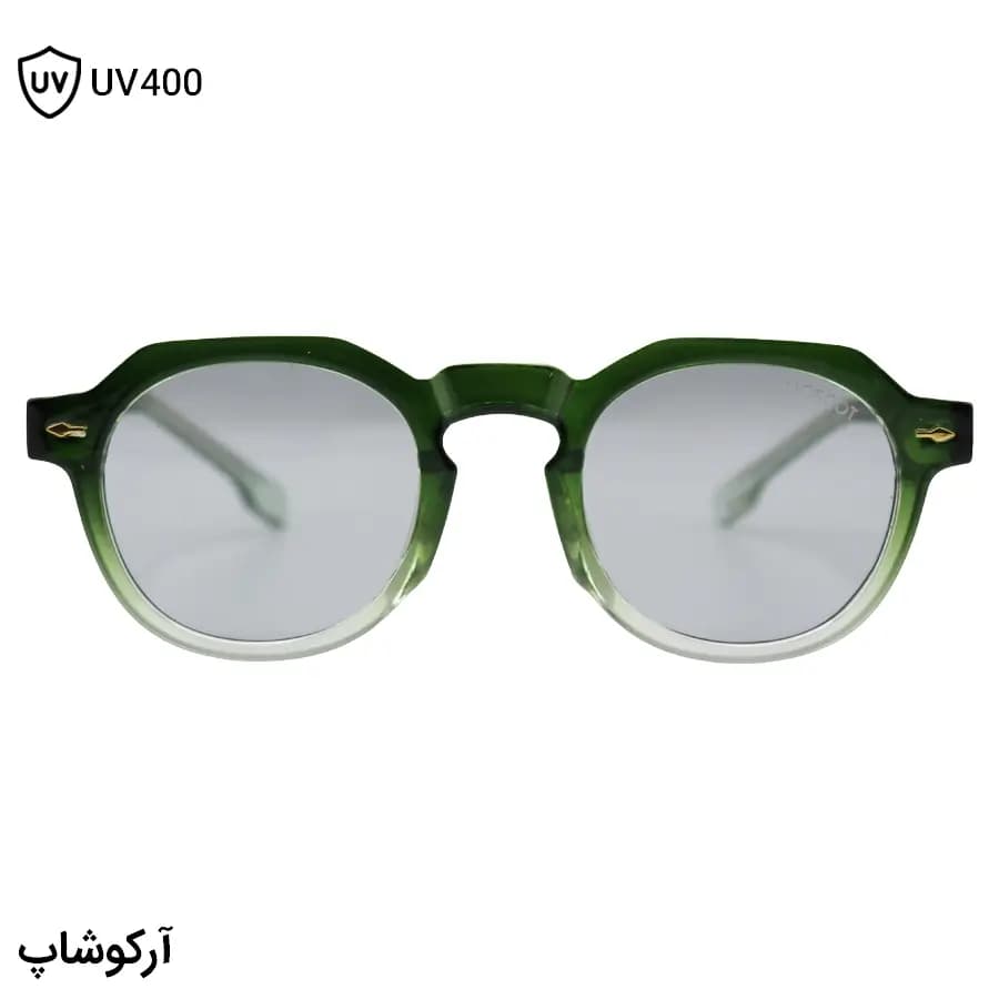 عینک آفتابی MOSCOT با فریم شکل گرد، رنگ سبز براق، دسته سیم‌دار و عدسی دودی روشن مدل 1209 — تصویر ۳