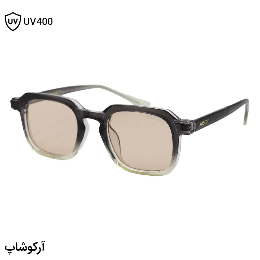 عینک آفتابی Moscot با فریم خاکستری براق، شکل مربعی و دسته سیم‌دار و لنز قهوه‌ای روشن مدل 1212