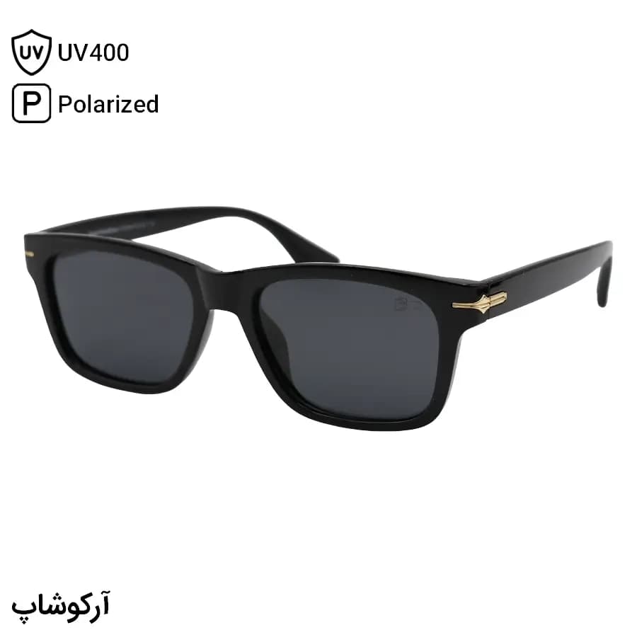 عینک آفتابی دیوید بکهام با فریم مستطیلی شکل، رنگ سفید مات (یخی) و لنز دودی تیره و پلاریزه مدل DB0263P — تصویر ۹