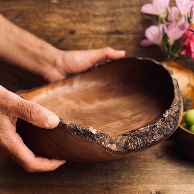 کاسه چوبی لبه پوستی کد 0332