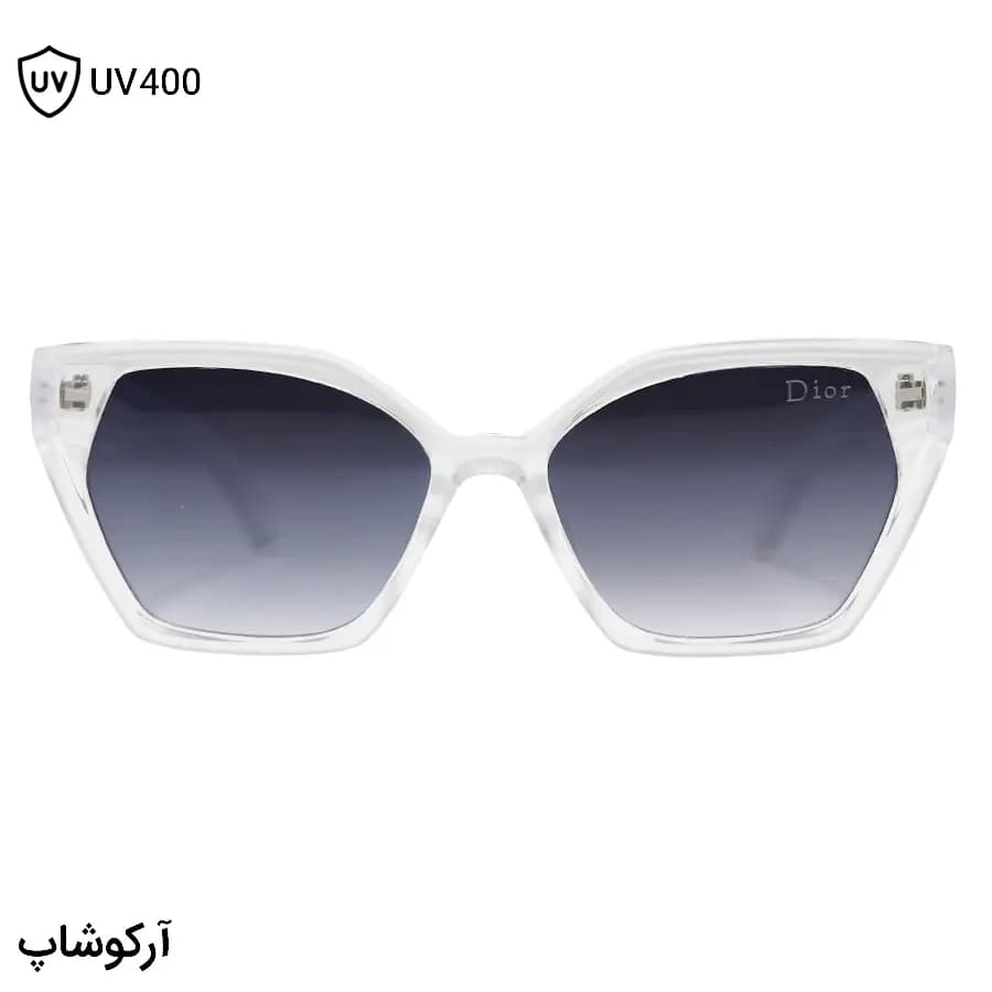 عینک آفتابی زنانه Dior با فریم چشم گربه‌ای شکل، شفاف و بی‌رنگ و لنز دودی سایه روشن مدل 2177 — تصویر ۳