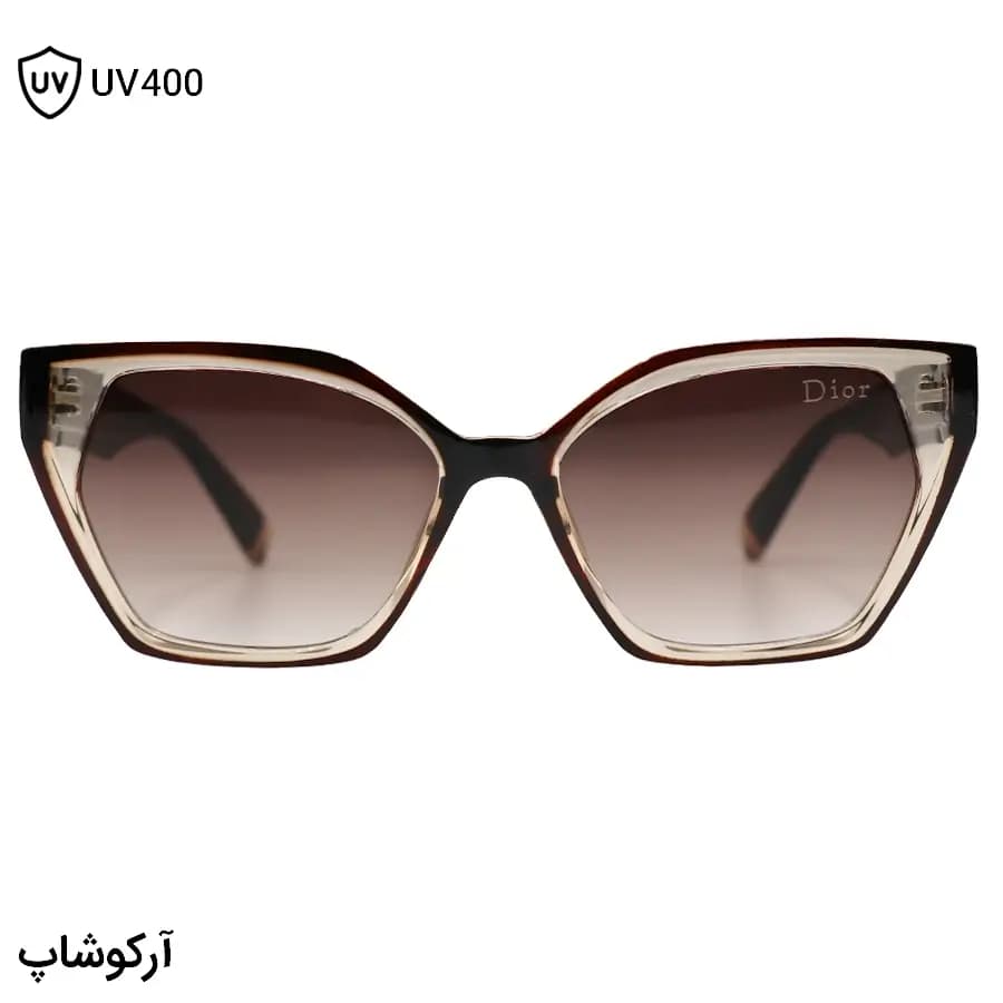 عینک آفتابی زنانه Dior با فریم چشم گربه‌ای شکل، دو رنگ (عسلی و قهوه‌ای) و لنز قهوه‌ای سایه روشن مدل 2177 — تصویر ۳